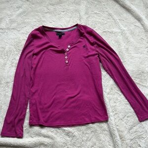 Tommy Hilfiger Pink Long Sleeve Top Button Up Large